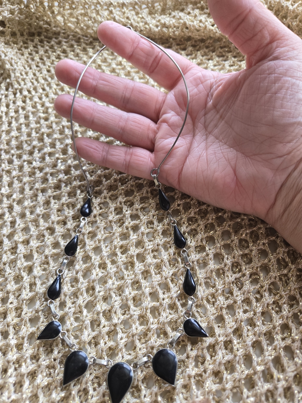 Turquoise/Black(reversible) Teardrop Statement Necklace - Unbranded - Picture 3 of 4